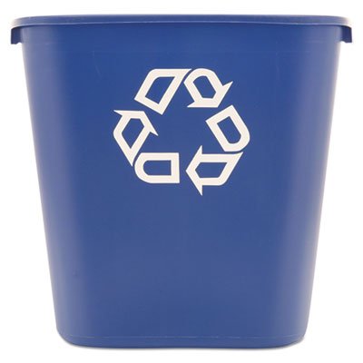 Rubbermaid Commercial Medium Deskside Recycling Container, Rectangular, Plastic, 28.125qt, Blue RCP295673BE