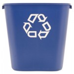 Rubbermaid Commercial Medium Deskside Recycling Container, Rectangular, Plastic, 28.125qt, Blue RCP295673BE