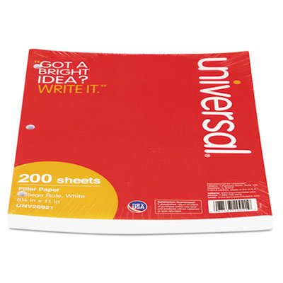 UNV20921 Mediumweight 16-lb. Filler Paper, 8 1/2 x 11, College Rule, White, 200 Sheets/PK UNV20921