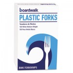 FLPSFKWBX Mediumweight Polystyrene Cutlery, Fork, White, 100/Box BWKFORKMWPSBX
