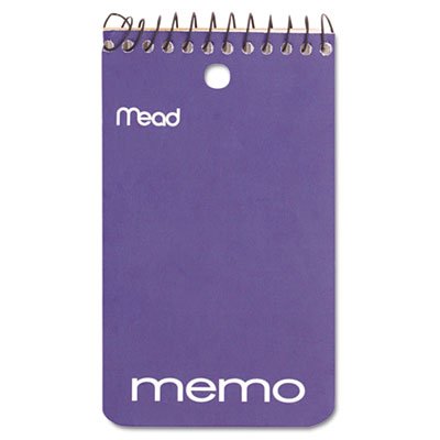 Mead Memo Book, College Ruled, 3 x 5, Wirebound, Punched, 60 Sheets, Assorted MEA45354