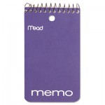 Mead Memo Book, College Ruled, 3 x 5, Wirebound, Punched, 60 Sheets, Assorted MEA45354