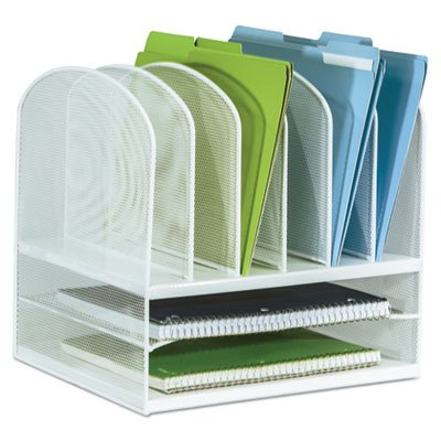 Mesh Desk Organizer, Eight Sections, Steel, 13 1/2 x 11 3/8 x 13, White SAF3255WH