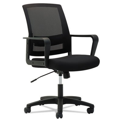 HERET520 Mesh Mid-Back Chair, Fixed Loop Arms, Black OIFMS4217