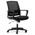 HERET520 Mesh Mid-Back Chair, Fixed Loop Arms, Black OIFMS4217