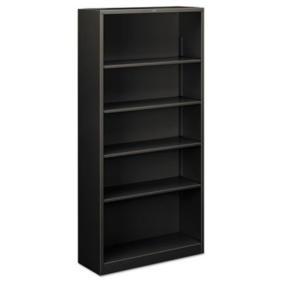 HON Metal Bookcase, Five-Shelf, 34-1/2w x 12-5/8d x 71h, Charcoal HONS72ABCS