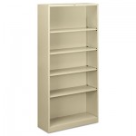 HON Metal Bookcase, Five-Shelf, 34-1/2w x 12-5/8d x 71h, Putty HONS72ABCL