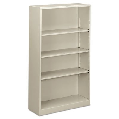 HON Metal Bookcase, Four-Shelf, 34-1/2w x 12-5/8d x 59h, Light Gray HONS60ABCQ