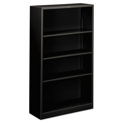 HON Metal Bookcase, Four-Shelf, 34-1/2w x 12-5/8d x 59h, Black HONS60ABCP