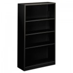 HON Metal Bookcase, Four-Shelf, 34-1/2w x 12-5/8d x 59h, Black HONS60ABCP