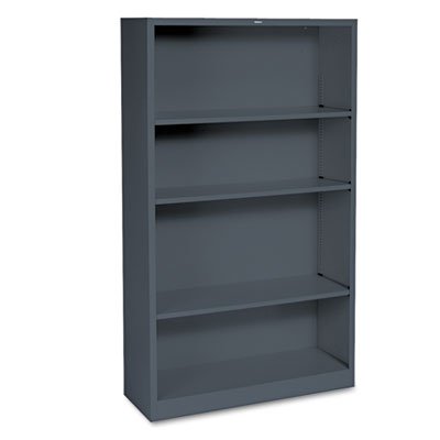 HON Metal Bookcase, Four-Shelf, 34-1/2w x 12-5/8d x 59h, Charcoal HONS60ABCS