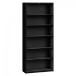HON Metal Bookcase, Six-Shelf, 34-1/2w x 12-5/8d x 81-1/8h, Black HONS82ABCP