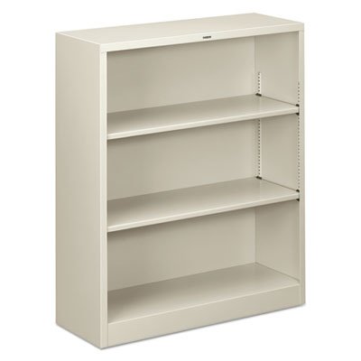 HON Metal Bookcase, Three-Shelf, 34-1/2w x 12-5/8d x 41h, Light Gray HONS42ABCQ