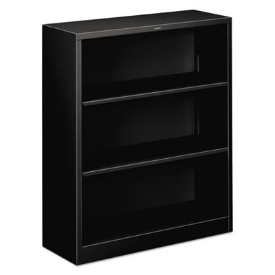 HON Metal Bookcase, Three-Shelf, 34-1/2w x 12-5/8d x 41h, Black HONS42ABCP