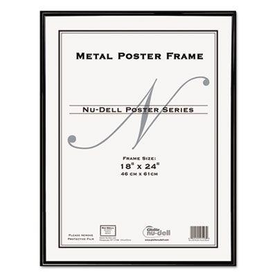 NuDell Metal Poster Frame, Plastic Face, 18 x 24, Black NUD31222
