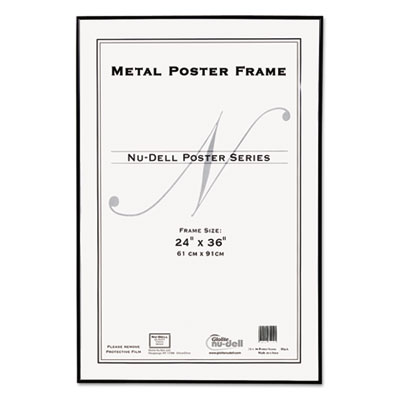 NuDell Metal Poster Frame, Plastic Face, 24 x 36, Black NUD31242