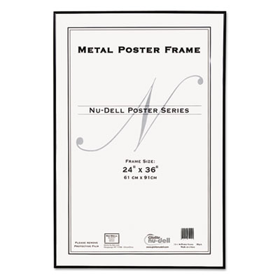 NuDell Metal Poster Frame, Plastic Face, 24 x 36, Black NUD31242
