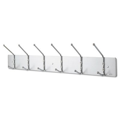 Safco Metal Wall Rack, Six Ball-Tipped Double-Hooks, 36w x 3-3/4d x 7h, Chrome SAF4162