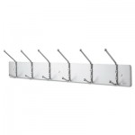 Safco Metal Wall Rack, Six Ball-Tipped Double-Hooks, 36w x 3-3/4d x 7h, Chrome SAF4162