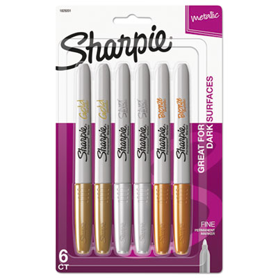 Sharpie Metallic Fine Point Permanent Markers, Bullet Tip, Gold-Silver-Bronze, 6/Pack SAN1829201