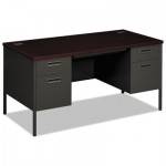 HON Metro Classic Double Pedestal Desk, 60w x 30d x 29 1/2h, Mahogany/Charcoal HONP3262NS