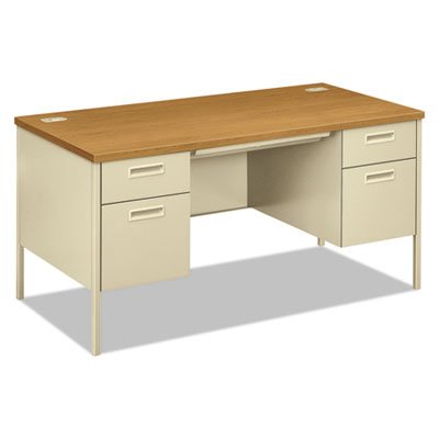 HON Metro Classic Double Pedestal Desk, 60w x 30d x 29 1/2h, Harvest/Putty HONP3262CL