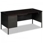 HON Metro Classic Left Pedestal Desk, 66w x 30d, Mahogany/Charcoal HONP3266LNS