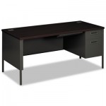 HON Metro Classic Right Pedestal Desk, 66w x 30d, Mahogany/Charcoal HONP3265RNS