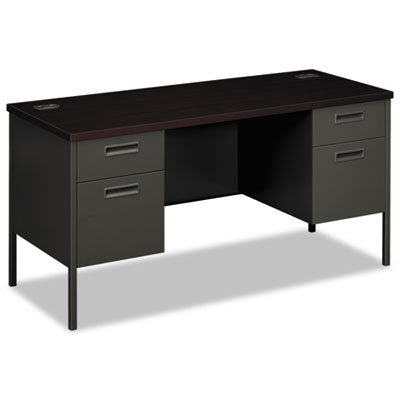 HON Metro Series Kneespace Credenza, 60w x 24d x 29 1/2h, Mahogany/Charcoal HONP3231NS