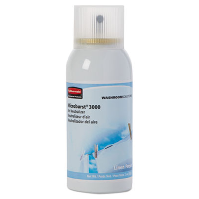 Rubbermaid Commercial FG4012551 Microburst 3000 Refill, Linen Fresh, 2 oz Aerosol, 12/Carton RCP4012551