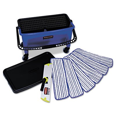 RCP Q050 Microfiber Floor Finishing System, 27gal, Blue/Black/White RCPQ050