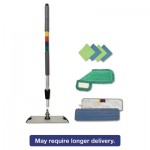 Microfiber Mopping Kit, 18" Mop Head, 35-60"Handle, Blue/Green/Gray BWKMFKIT