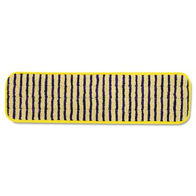 Q8100YEL Microfiber Scrubber Pad, Vertical Polyprolene Stripes, 18", Yellow, 6/Carton RCPQ810YEL