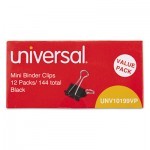 UNV10199 Mini Binder Clips, Steel Wire, 1/4" Capacity, 1/2" Wide, Black/Silver, 144/Pack UNV10199VP