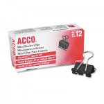 Acco A7072010 Mini Binder Clips, Steel Wire, 1/4" Cap, 1/2"w, Black/Silver, Dozen ACC72010