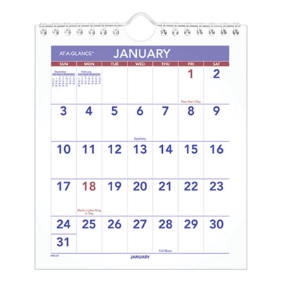 At-A-Glance PM528 Mini Monthly Wall Calendar, 7 x 8, White, 2021 AAGPM528