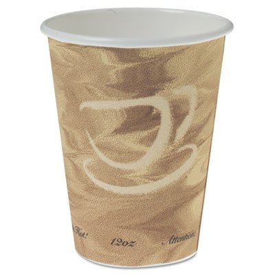 SCC 412MSN Mistique Polycoated Hot Paper Cup, 12 oz., Printed, Brown, 50/Bag SCC412MSN