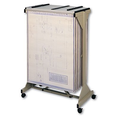 Safco Mobile Plan Center Sheet Rack, 18 Hanging Clamps, 43 3/4 x 20 1/2 x 51, Sand SAF5060