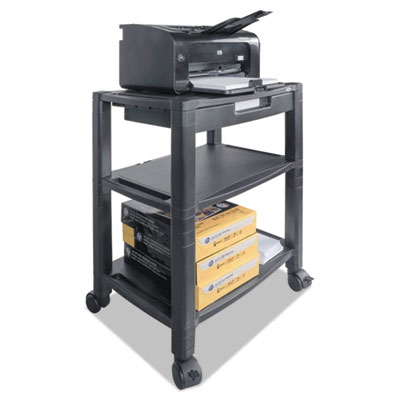 Kantek Mobile Printer Stand, Three-Shelf, 20w x 13.25d x 24.5h, Black KTKPS640