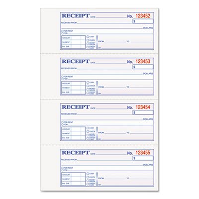 Tops Money and Rent Receipt Books, 2-3/4 x 7 1/8, Two-Part Carbonless, 200 Sets/Book TOP46806