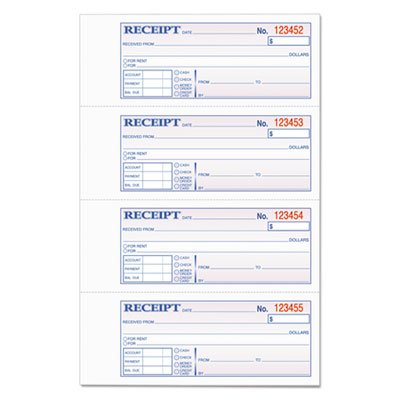 Tops Money and Rent Receipt Books, 2-3/4 x 7 1/8, Two-Part Carbonless, 400 Sets/Book TOP46816