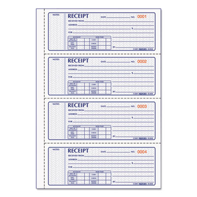 Rediform Money Receipt Book, 7 x 2 3/4, Carbonless Triplicate, 100 Sets RED8L808R