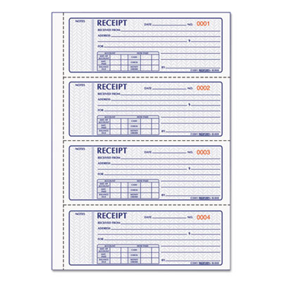 Rediform Money Receipt Book, 7 x 2 3/4, Carbonless Triplicate, 100 Sets/Book RED8L808