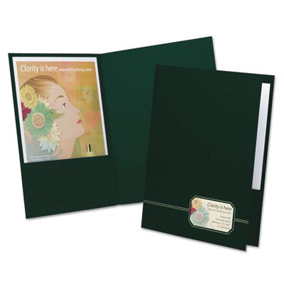 Monogram Series Business Portfolio, Premium Cover Stock, Green/Gold, 4/Pack OXF04164