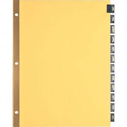 Business Source Monthly Black Leather Tab Index Dividers 01183