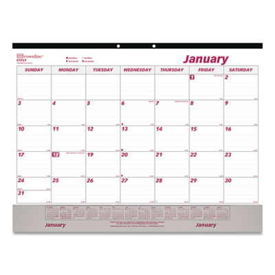 Brownline Monthly Desk Pad Calendar, 22 x 17, White/Maroon, 2021 REDC1731V