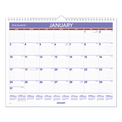 At-A-Glance Monthly Wall Calendar, 15 x 12, Red/Blue, 2021 AAGPM828