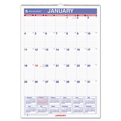 Monthly Wall Calendar with Ruled Daily Blocks, 12 x 17, White, 2017 AAGPM228