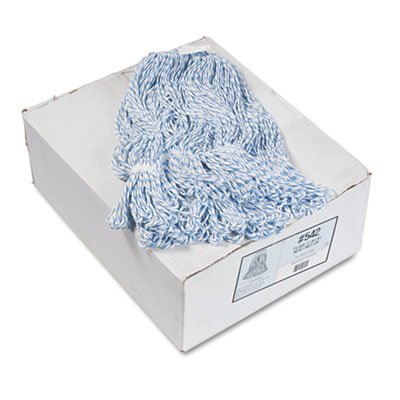 542 Mop Head, Floor Finish, Narrow, Rayon/Polyester, Medium, White/Blue, 12/Carton BWK542CT