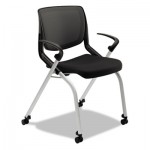 HON HMN2.F.A.IM.ON.CU10.PLAT Motivate Nesting/Stacking Flex-Back Chair, Onyx Seat/Black Back, Platinum Base